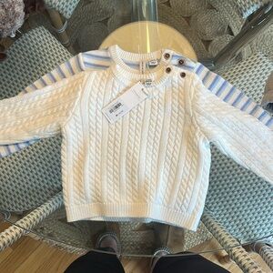 Janie and Jack White Sweater - Boy 6-12 months
